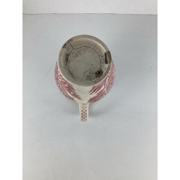 Antique Johnson Brothers White Ironstone Red Transferware Flowers Castle Pitcher - Picture 4 of 6